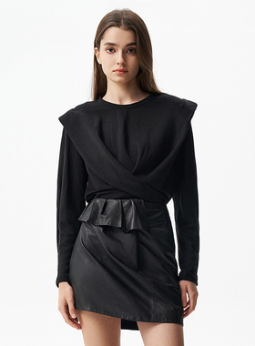 IRO NIGHT 2025年秋季黑色抽褶长袖衬衫WM16NOLA23W