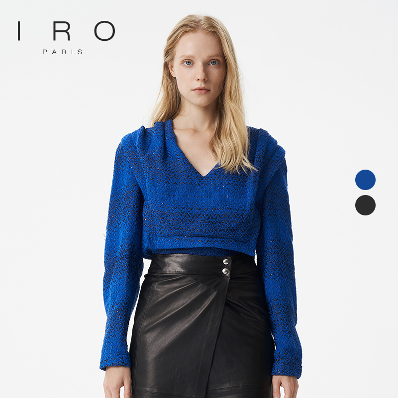 IRO棉质混纺亮丝粗花呢针织上衣