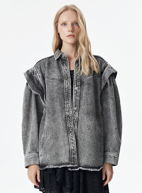 IRO NIGHT 2025年夏季翻领做旧牛仔外套IWF334T01900