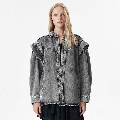 IRO Night 2025年夏季翻领做旧牛仔外套IWF334T01900