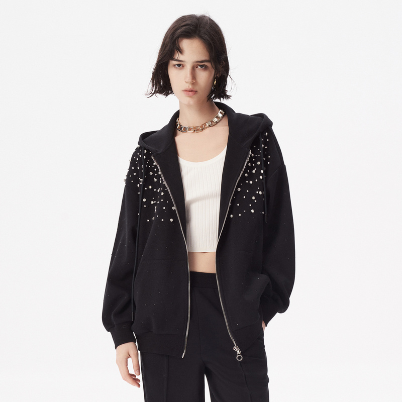 IRO Night 2025年秋季宽松休闲钉珠卫衣外套连帽帽衫IWF353T01600