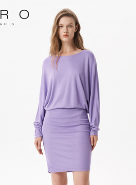 IRO NIGHT 2025年春季收腰宽松舒适圆领纯色连衣裙WP33ALCINA23S