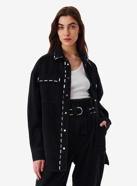 IRO NIGHT 2025年秋季金属线条装饰纯棉牛仔衬衫外套WP18DANIL23W