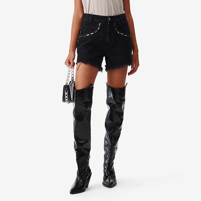 IRO NIGHT 2026年夏季直筒金属线条毛须边牛仔短裤WP30ALTOM23W