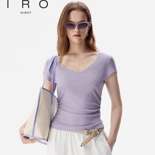 IRO NIGHT 2026年夏季新款腰部抽褶收腰百搭短袖T恤IWT362Z00100