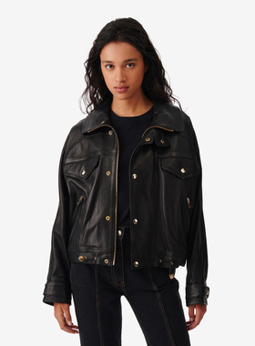 IRO NIGHT 2025年秋季时髦机车翻领长袖皮衣外套WP137ADAHI23W