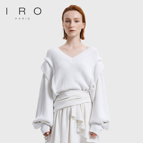 IRO早秋V领灯笼袖针织毛衫