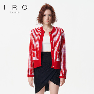 新年红色条纹针织开衫 IRO 新款 2025年冬季 上衣IWF334M06400 Night