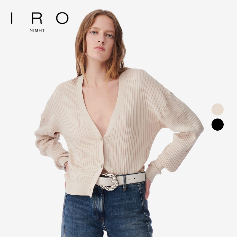 棉针织桑蚕丝IRO深V领开衫