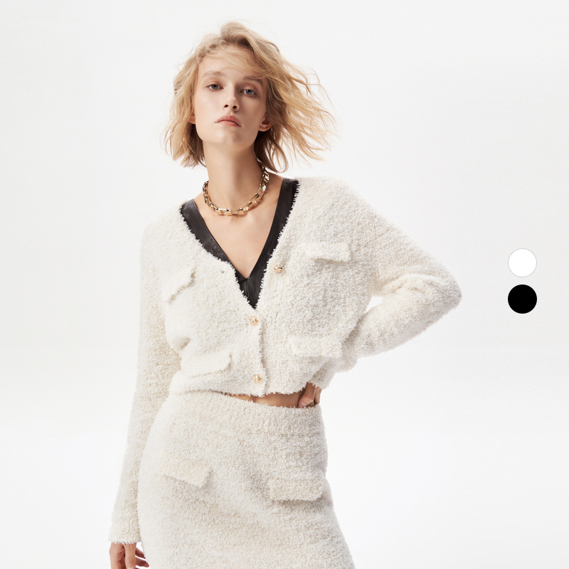 IRO Night 2025年冬季毛羽肌理感针织毛衣长袖开衫IWF353M02400