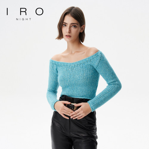 秋季羊驼毛针织毛衫IRO一字领