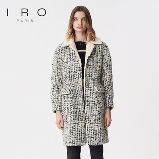 直筒翻领黑白格中长款 2025年冬季 毛呢外套IWF334D00900 Night IRO