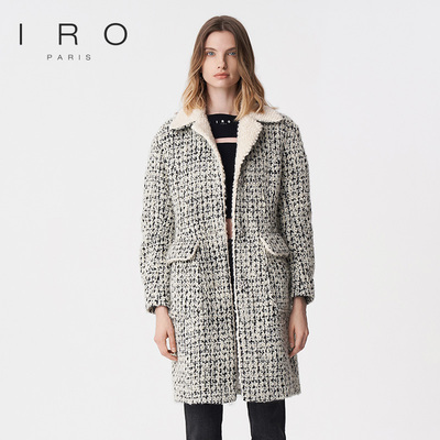 IRO直筒翻领中长款毛呢外套