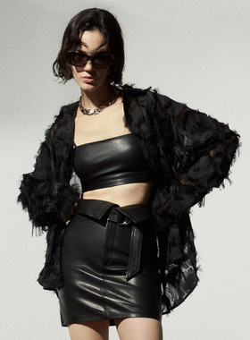 IRO NIGHT 2025年秋季宽松立体肌理羽毛纱长袖衬衫IWF353C03800