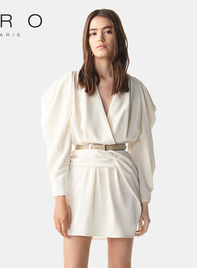 IRO NIGHT 2025年春季轻奢收腰羊蹄袖纯色连衣裙WP33SOFI22W