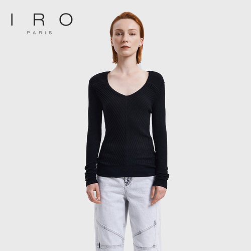 IRO羊毛深V领显瘦打底针织上衣