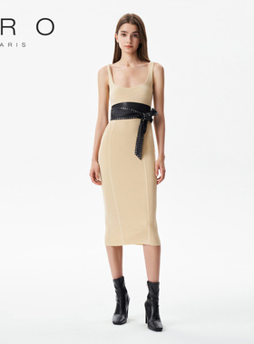 IRO NIGHT 2025年夏季纯色U领针织无袖吊带连衣裙WP33SAHKYO23W