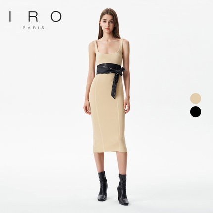 IRO NIGHT 2025年夏季纯色U领针织无袖吊带连衣裙WP33SAHKYO23W