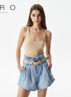 IRO NIGHT 2025年春季轻奢修身纯色U领针织吊带背心WP12SHIMAS23W