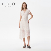 2026春季 IRO NIGHT V领蕾丝荷叶边镂空钩花连衣裙IWF342Y06500