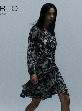 IRO NIGHT 2025年春季轻薄连衣裙斜领印花裙子WM33JUDITHE24S