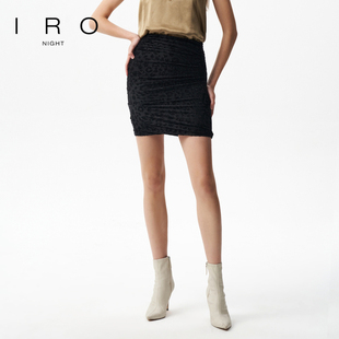 IRO NIGHT 2026年春季亮丝提花短裙包臀半身裙褶皱WM31ANNICK23W