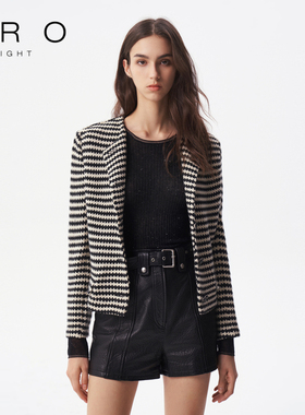 IRO NIGHT 2025年春季小香风黑白条纹时尚通勤外套IWF343T01700