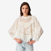 IRO WP16CELAR24S 荷叶边网纱圆领桑蚕丝白衬衫 NIGHT 2026年春季