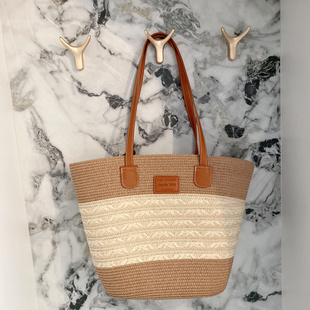 百搭单肩质感海边度假沙滩包 草编织包包女大容量2025新款 麦穗