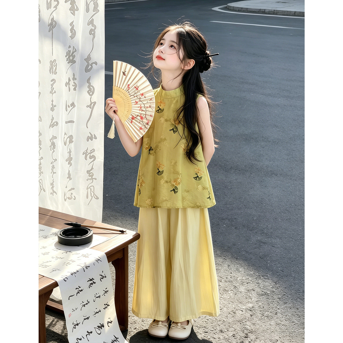 女童夏季国风汉服旗袍两件套新款图片
