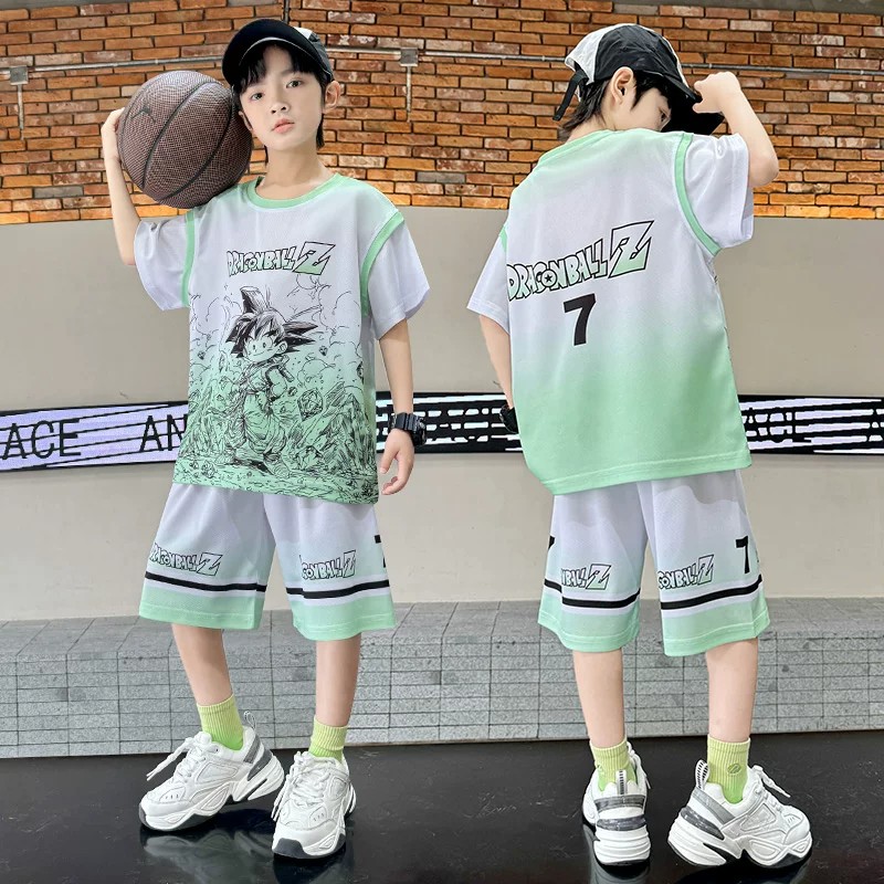 儿童篮球服夏季卡通动漫套装男童运动中大童短袖两件套男孩球衣