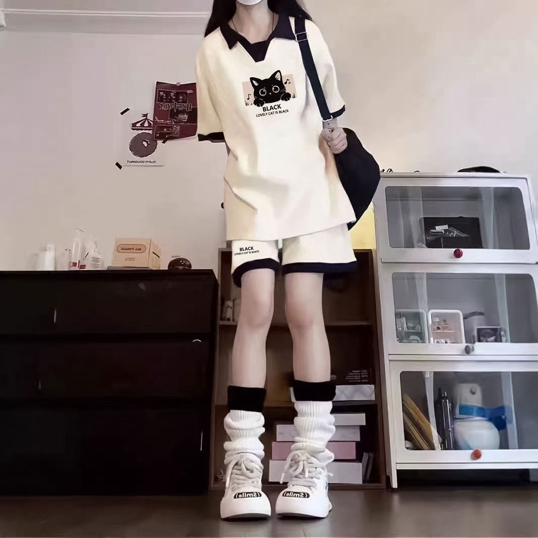 女童日系遮肉运动套装夏季新款图片