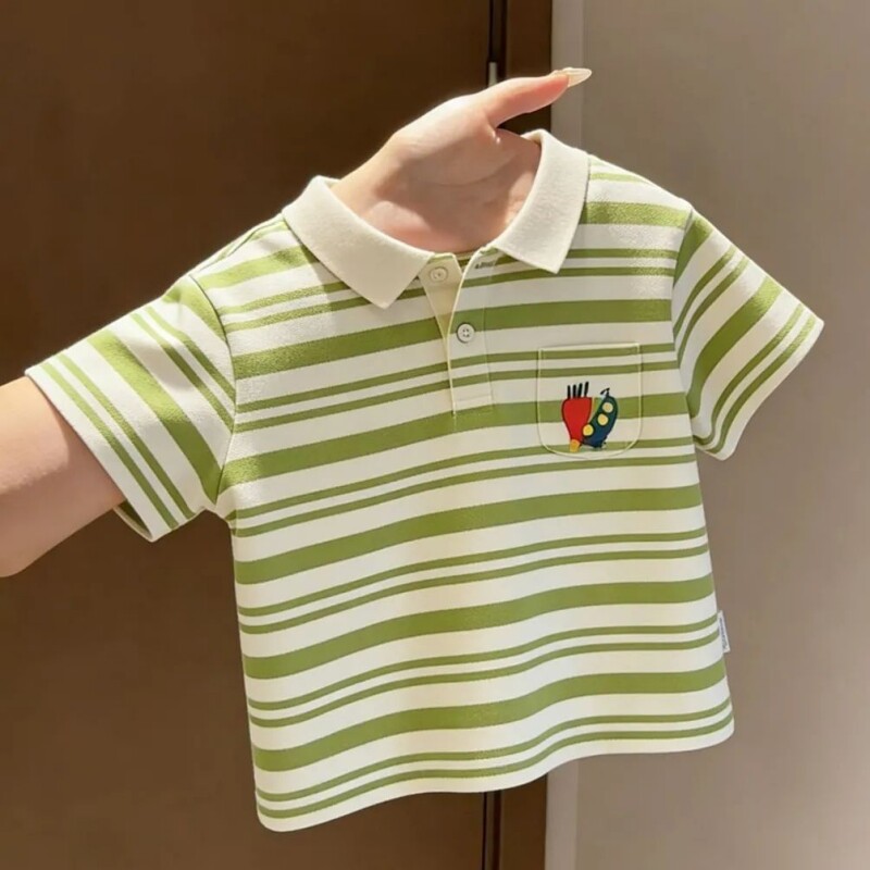 夏季纯棉清新条纹儿童POLO衫男童女童短袖洋气韩版小童宝宝上衣服图片