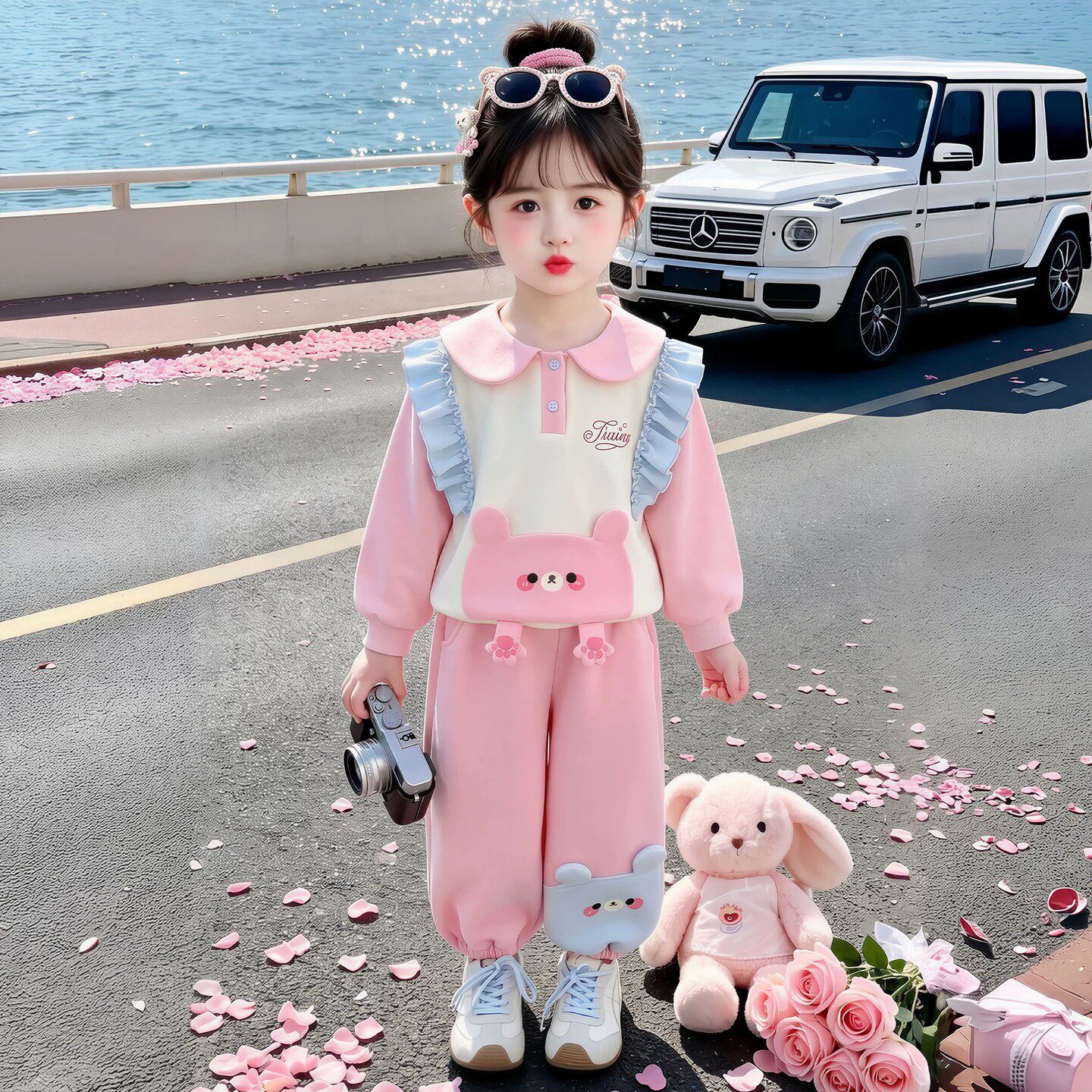女童套装春秋季2026新款洋气女宝运动衣服儿童卫衣卫裤秋装两件套