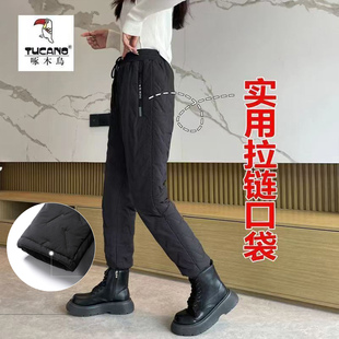 子外穿棉裤 啄木鸟2025冬季 保暖裤 女冬季 加绒加厚羊羔绒束脚休闲裤