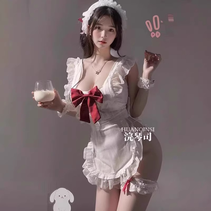做你的猫：主人尽管命令！纯欲cos厨娘女佣围裙蕾丝荷叶边女仆装