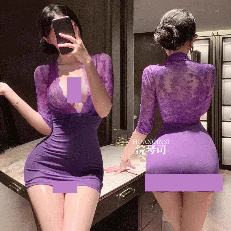 黑色连衣裙女辣妹包臀裙子紧身性感纯欲新款睡衣修身御姐黑丝套装