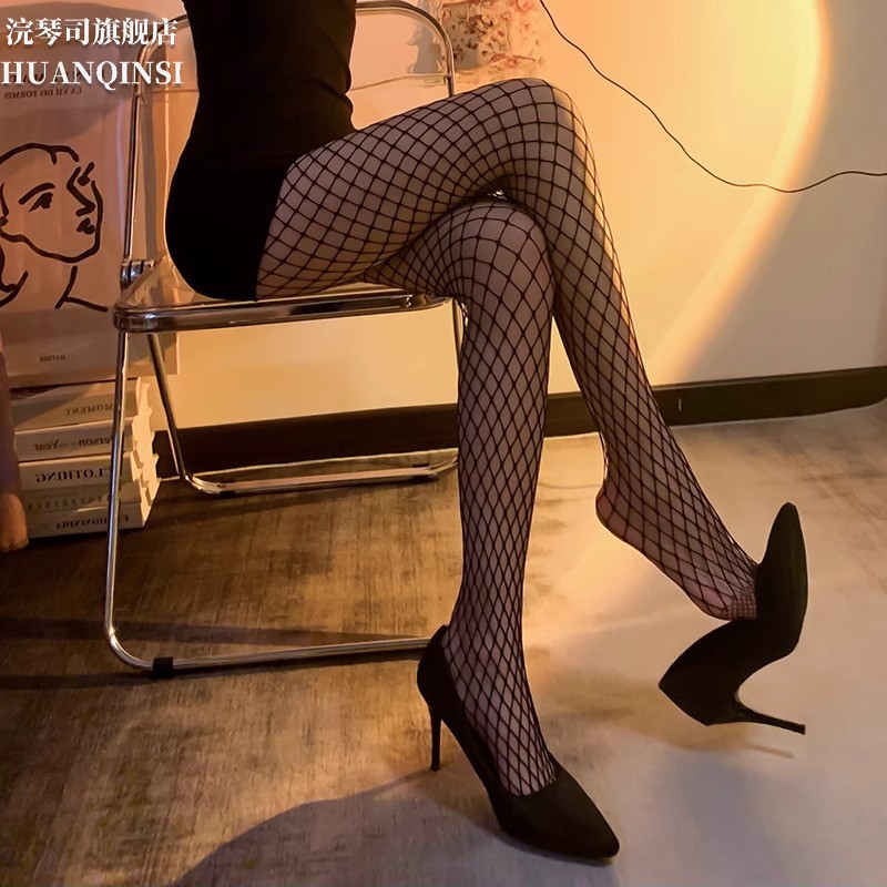 渔网袜黑丝女夏季薄款性感辣妹穿搭jk网袜黑丝袜白色网格袜连裤袜
