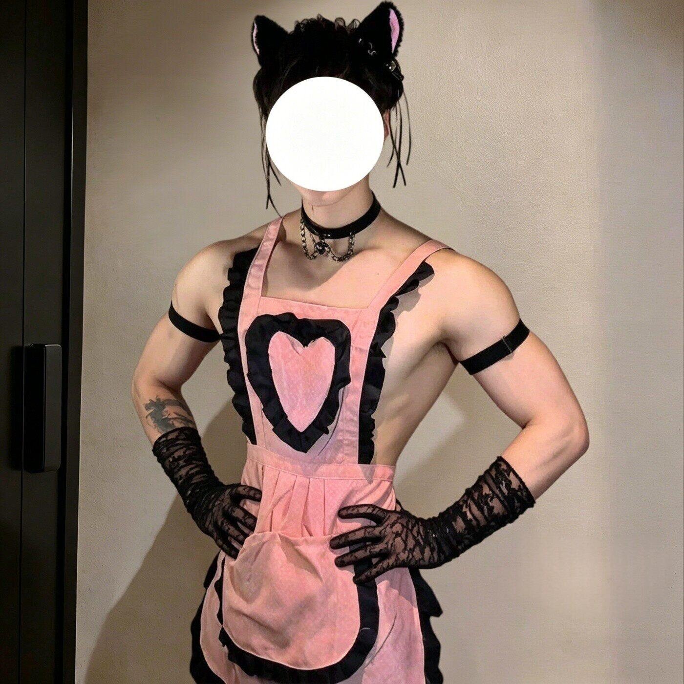 男生qq套装2026性感女仆装男生男仆装cos全套男士性感床上袍大码
