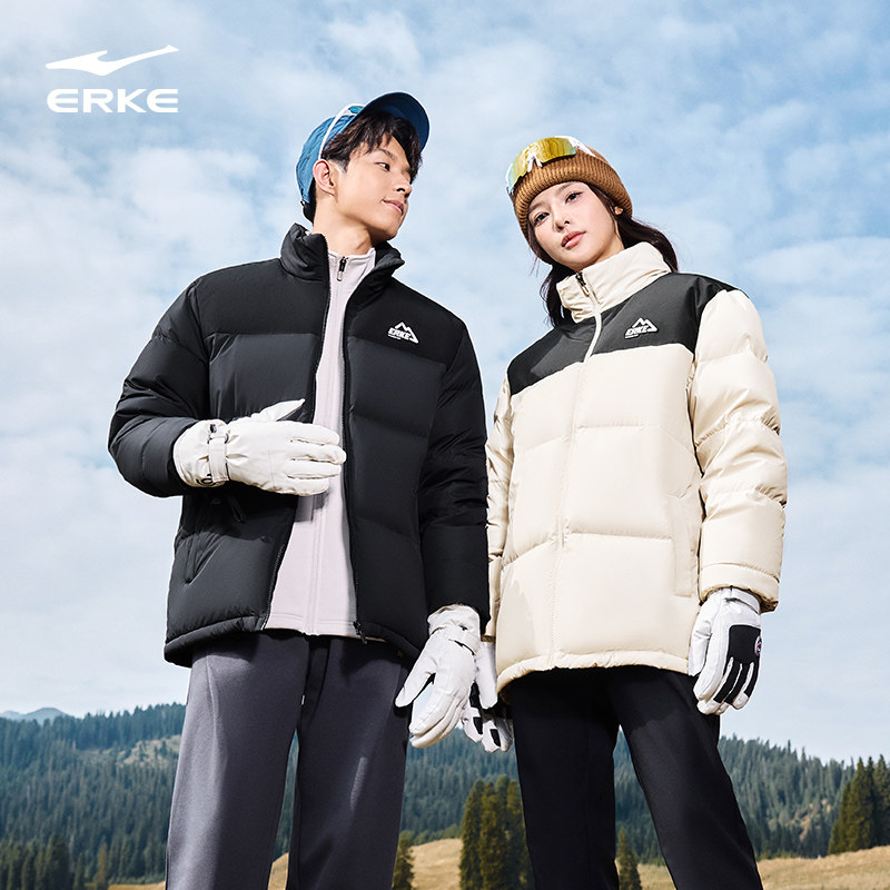 驭光2.0鸿星尔克羽绒服冬季新款男女情侣防泼水运动棉服夹克外套