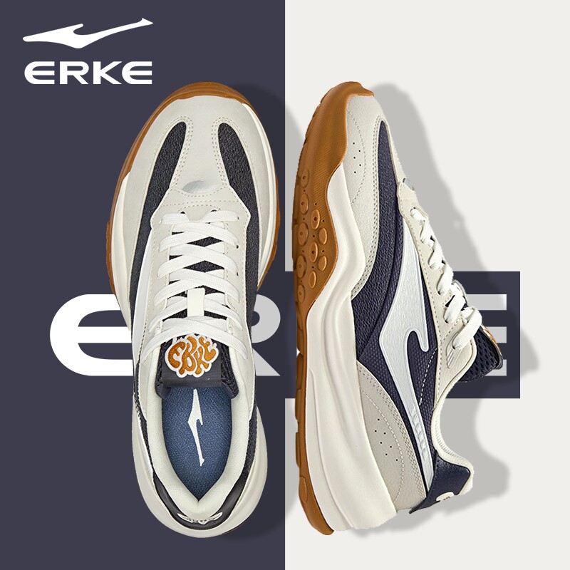 奶酪3鸿星尔克男鞋2026新款老爹鞋复古潮流休闲鞋厚底增高运动鞋