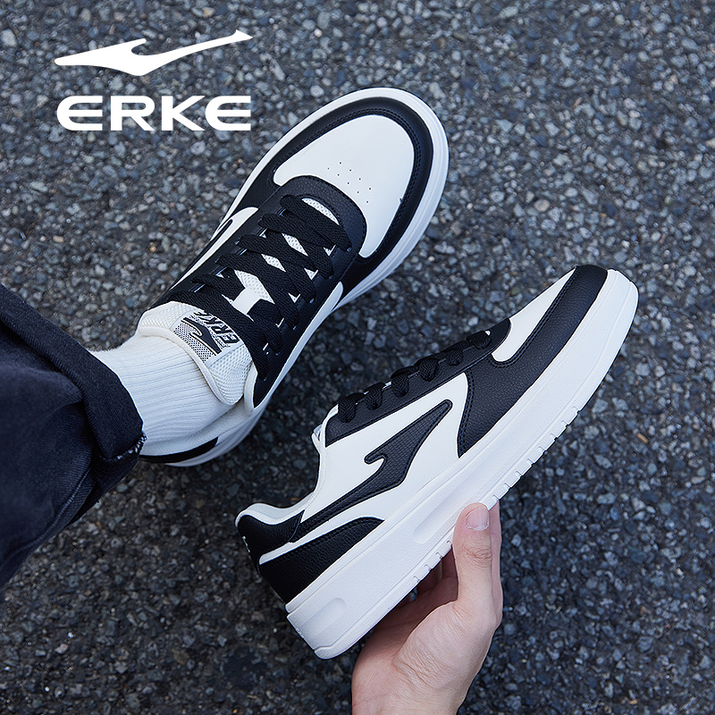 鸿星尔克男鞋秋冬季新款运动鞋中学生空军一号青少年防水小白鞋子