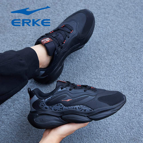 鸿星尔克男鞋2025秋冬季新款官方正品休闲老爹鞋皮面防水运动鞋子