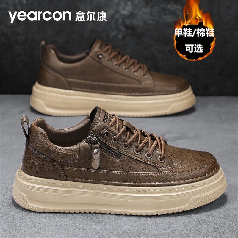 意尔康男鞋2026新款秋冬季爆款休闲板鞋男士厚底增高运动百搭皮鞋