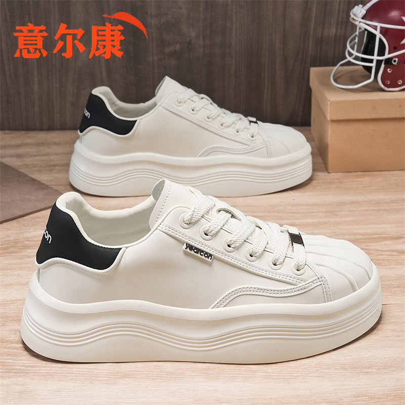 意尔康男鞋2026新款春季厚底真皮小白鞋增高运动百搭休闲白色板鞋,流行男鞋,休闲板鞋,淘宝优惠券,粉丝福利购,淘宝优惠卷