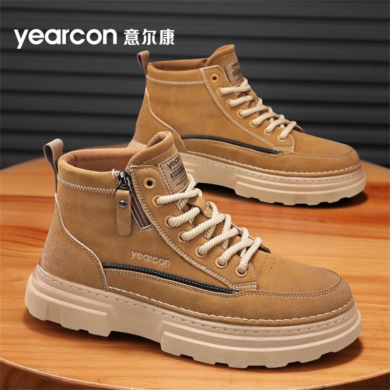 意尔康马丁靴男款2026新款春季男鞋中帮英伦工装短靴美式大黄靴子