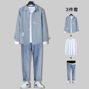 男士休闲套装春秋季潮牌男装全套一整套搭配成熟潮流衣服两三件套