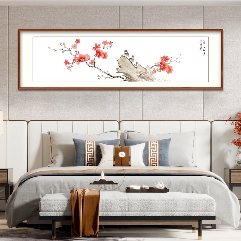 纯手绘国画牡丹挂画花鸟画客厅装饰画沙发背景墙卧室床头壁画图片