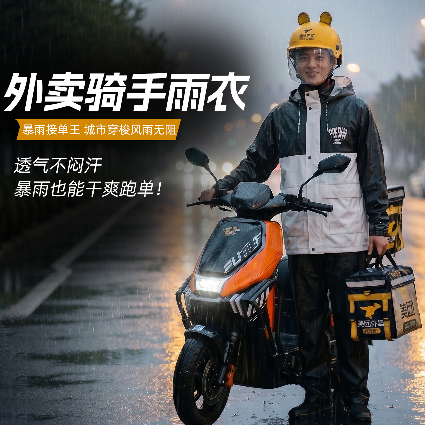外卖骑手雨衣分体式防水耐磨透气长款全身雨披成人外穿夏季防雨服