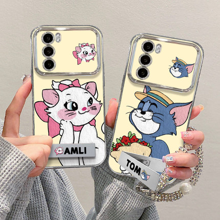 汤姆玛丽猫适用opporeno12手机壳新款11pro套1+ace3手炼支架findx7硅胶ace2v卡通reon9por创意一加12情侣k10+